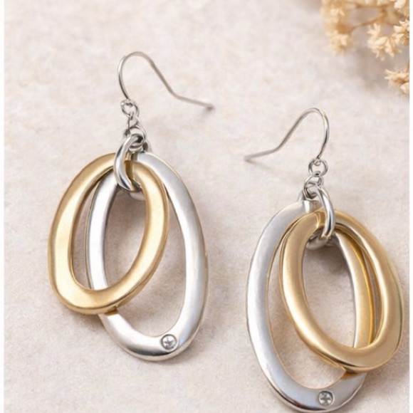 J. Jill Jewelry - J. Jill Mixed Metal Oval Link Dangle Earrings NWT. (BJ111)